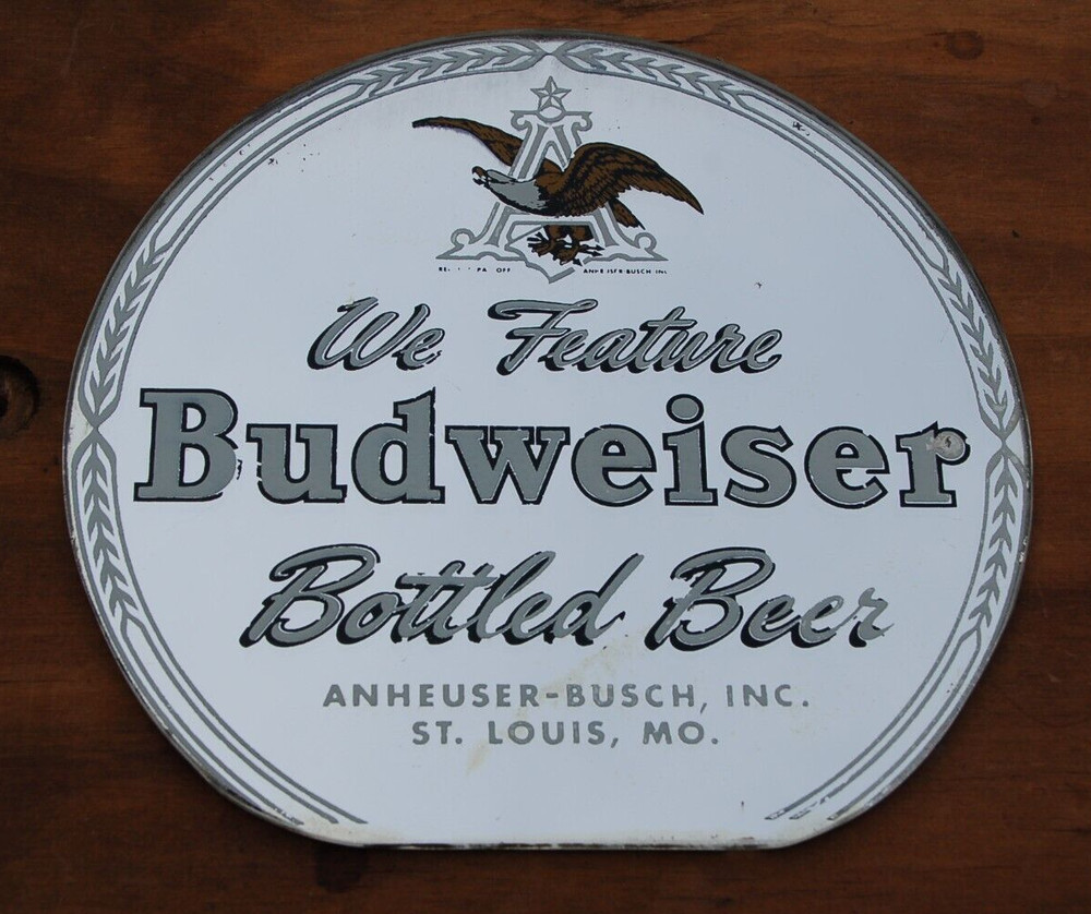 RARE ANTIQUE BUDWEISER MIRROR, 8 1/2” DIAMETER
