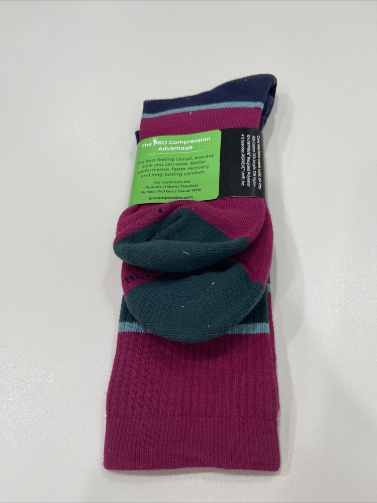 Pro Compression- Women's Purple Multicolored Compression Socks- Size L/XL