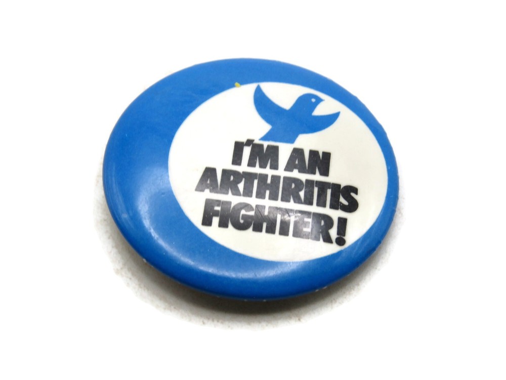 Vintage Arthritis Foundation Pinback Button I'm An Arthritis Fighter! Blue Bird