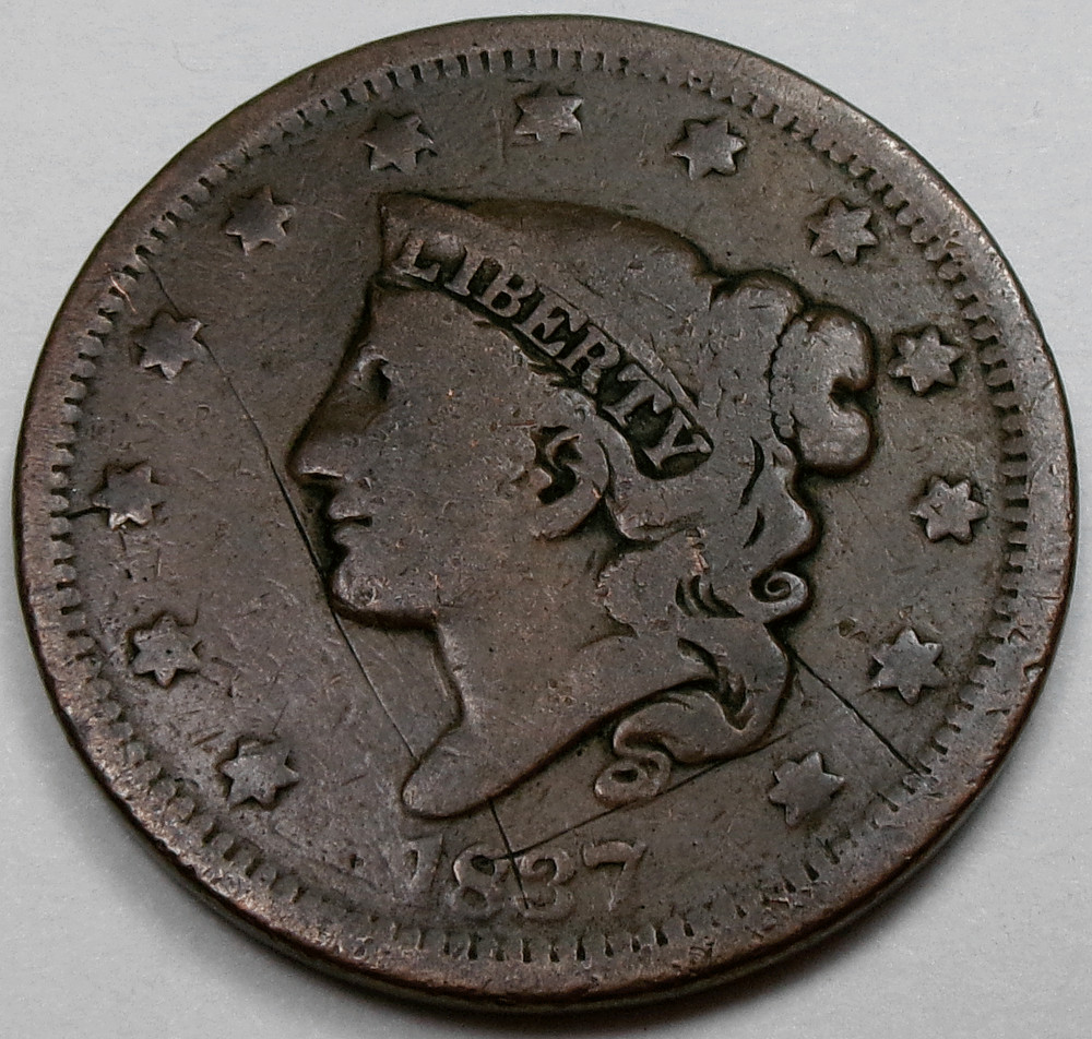 1837 Braided Hair Large 1¢ Cent