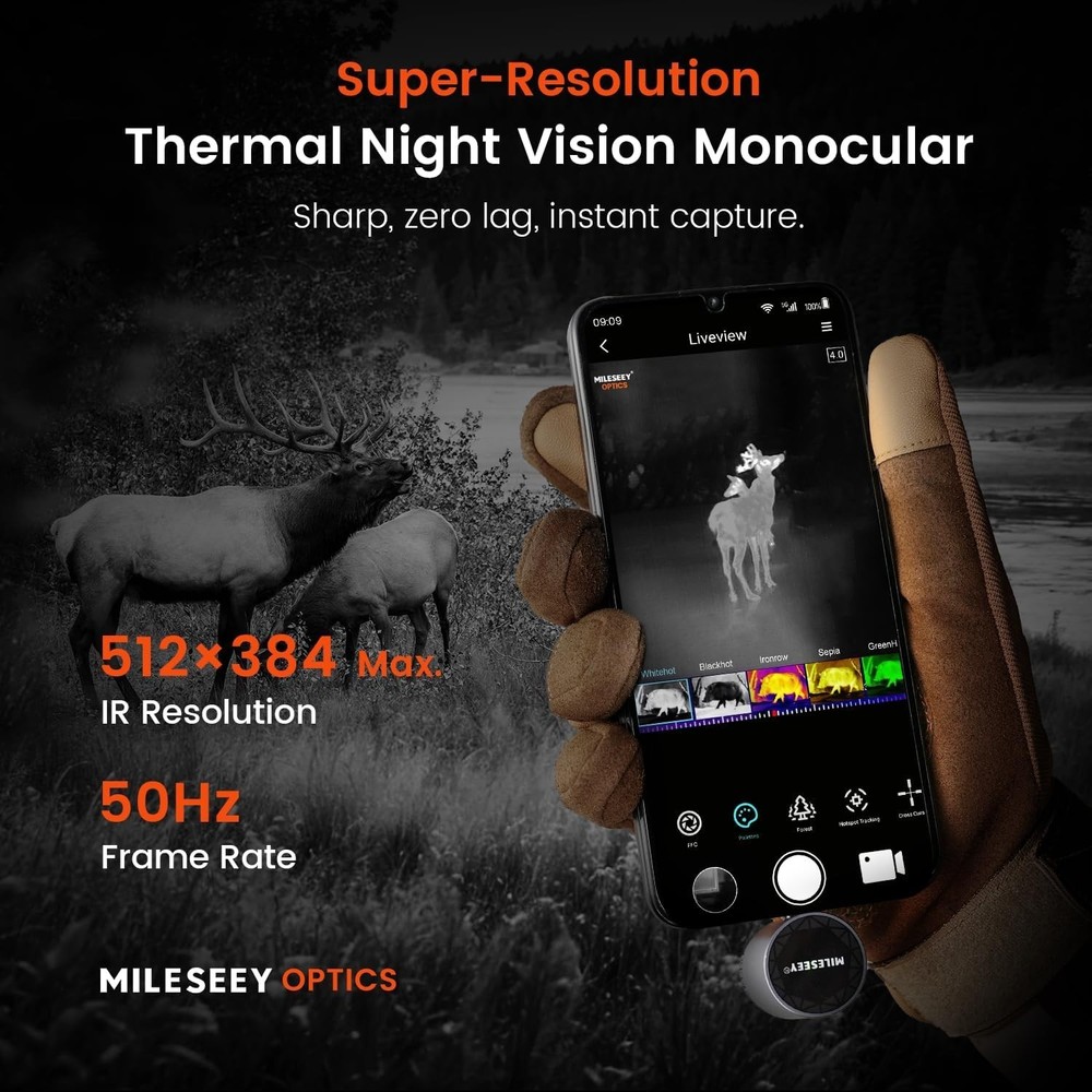 Thermal Monocular Infrared Camera 512x384 Night Vision Long-Range Scope