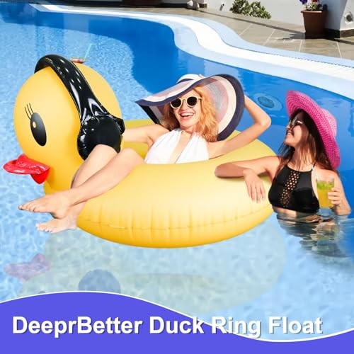 Inflatable Duck Pool Float with Lights, Solar Pool Inflatables Duck Floaties