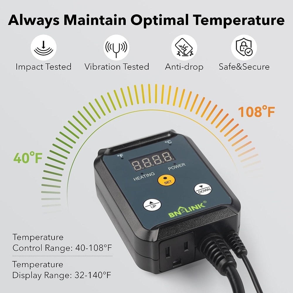 BN-LINK Digital Heat Mat temperature Thermostat Controller for Seed Germination