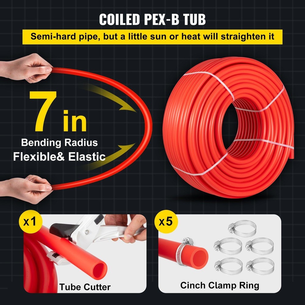 Flexible 7/8" PEX-B Pipe, 500ft Roll, Non-O2 Barrier