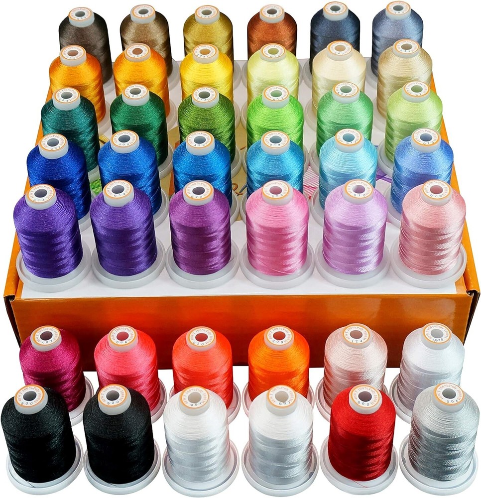 42 Spools 1000M 1100Y Polyester Embroidery Machine Thread Kit for Professiona...