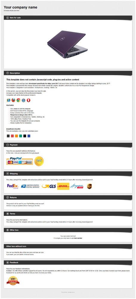eBay Listing HTML Template (New Responsive Design 2021)