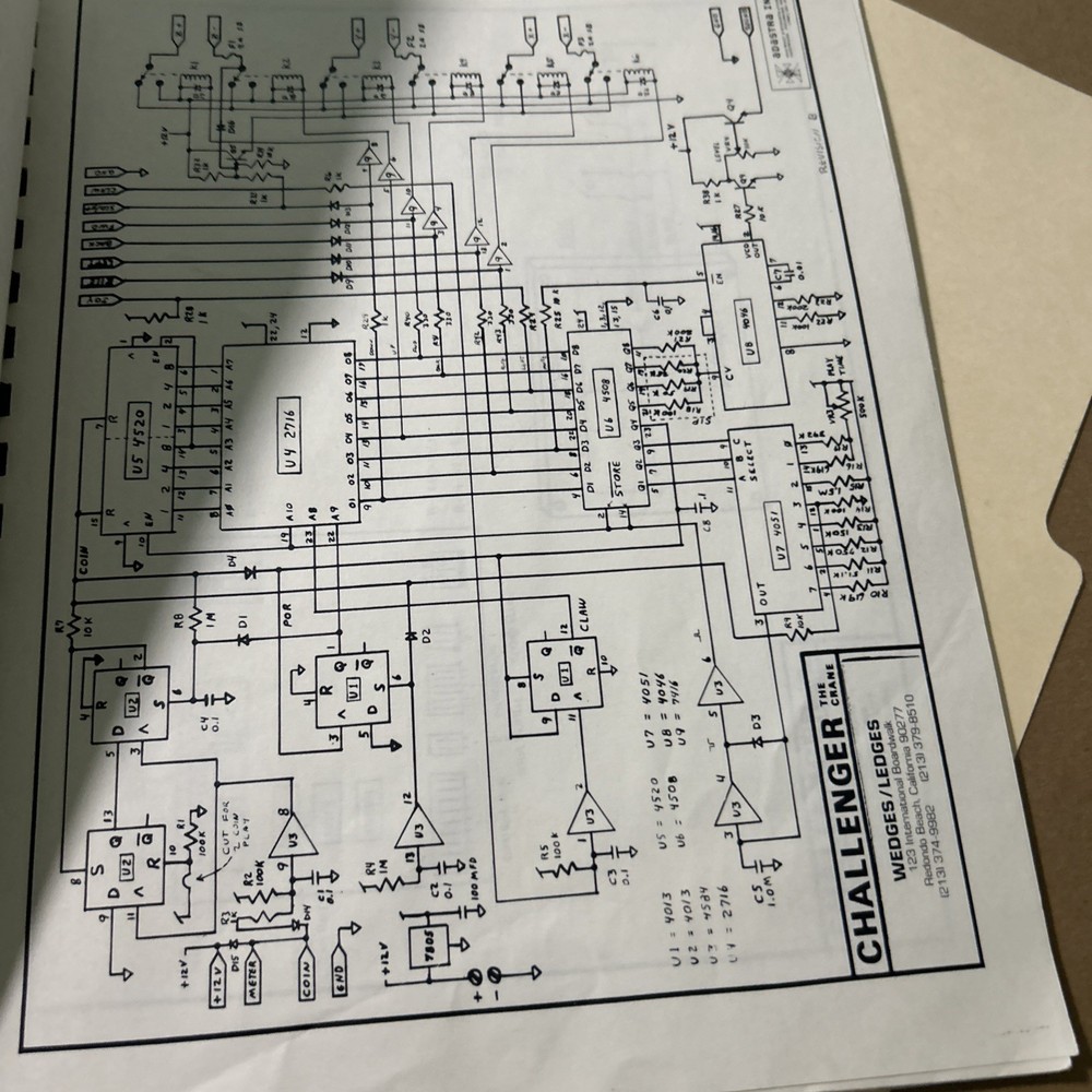 Challenger Crane With Schematics arcade game owners manual