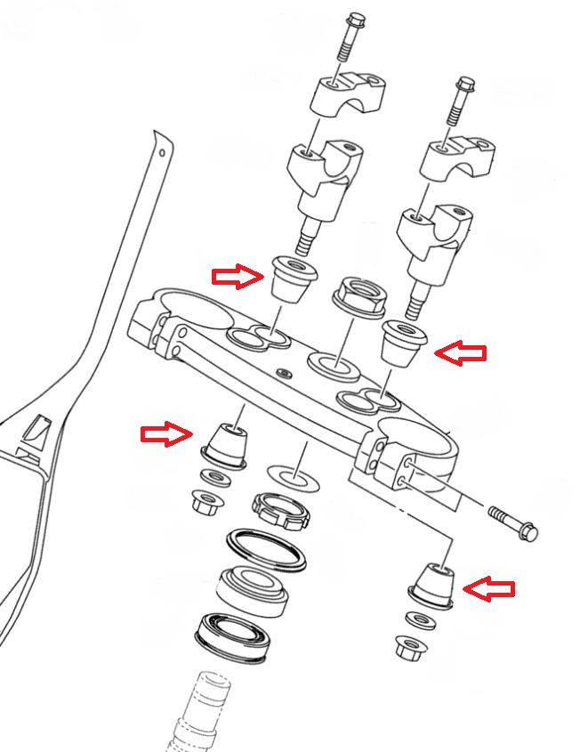 KDX200 - Solid Handlebar Mounts - Bar Cones - Billet Aluminum - Mount Fork KDX