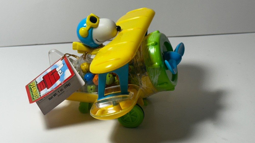 Snoopy Bi-Plane Candy Dispenser Full & Mint - 2009