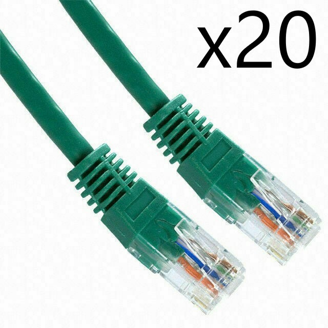 20 Pack Lot - 7ft CAT6 Ethernet Network LAN Router Patch Cable Cord Wire Green