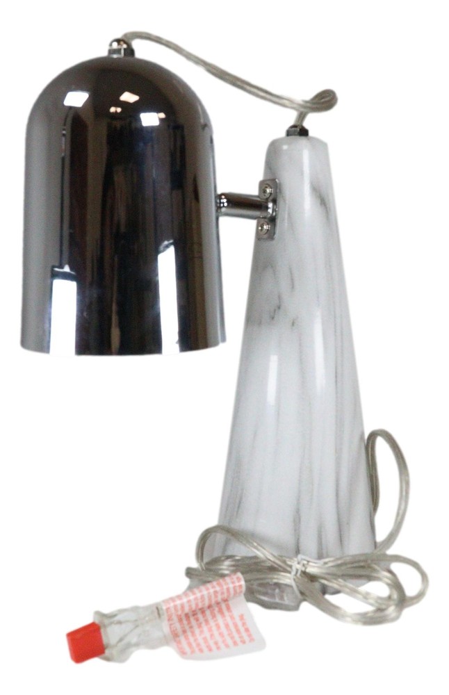 Ceramic Contemporary Cone Task Table Lamp Faux Carrara Marble Base Silver Shade