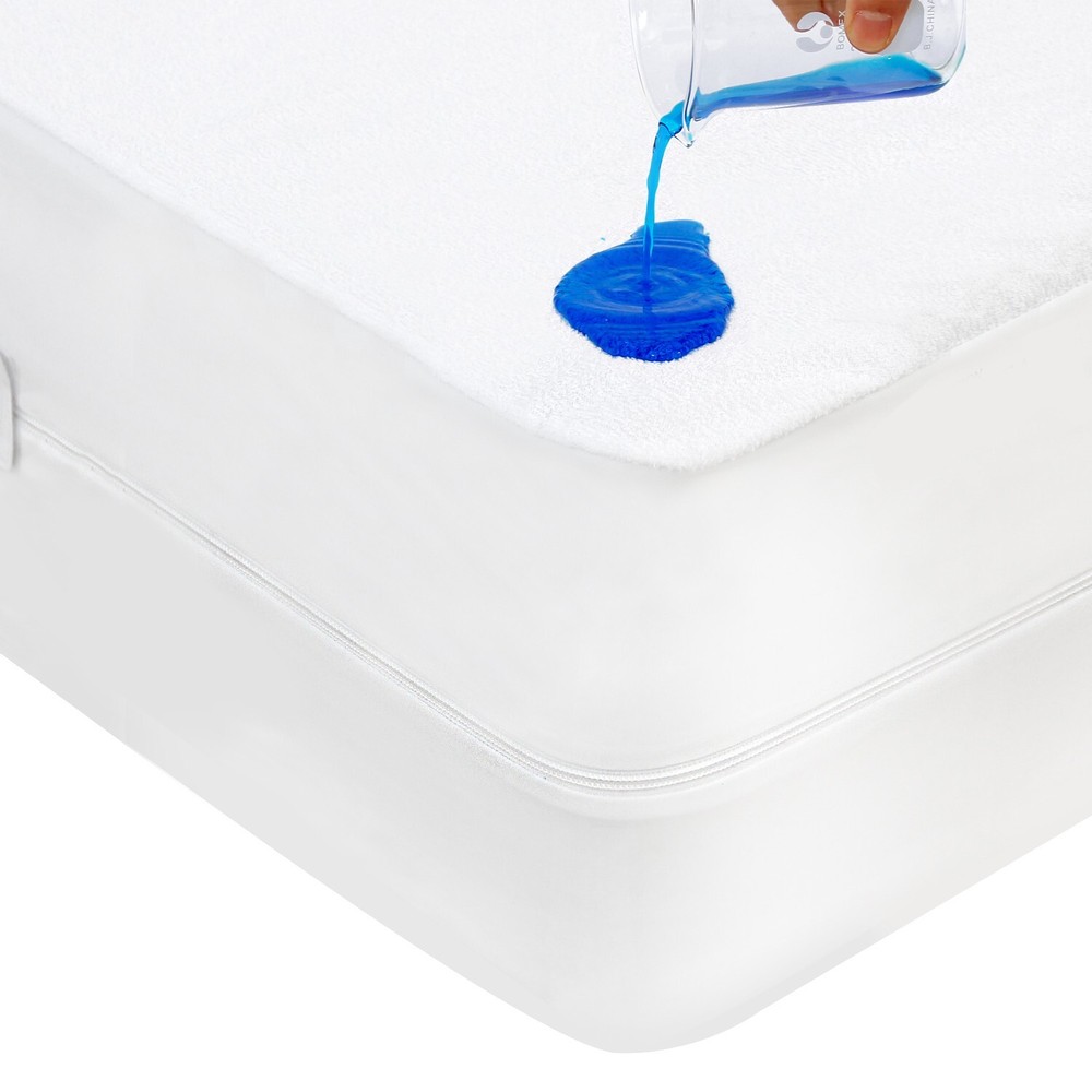 Waterproof Zippered Mattress Encasement Soft Terry Surface 2 Pack Various Size