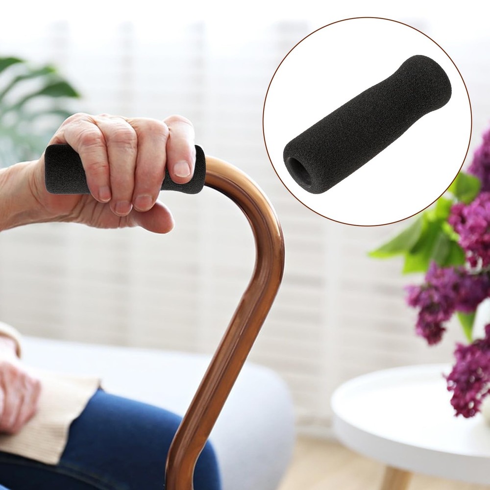 KALIONE 4 Pack Cane Grips - Black Foam Offset Handle Replacement for