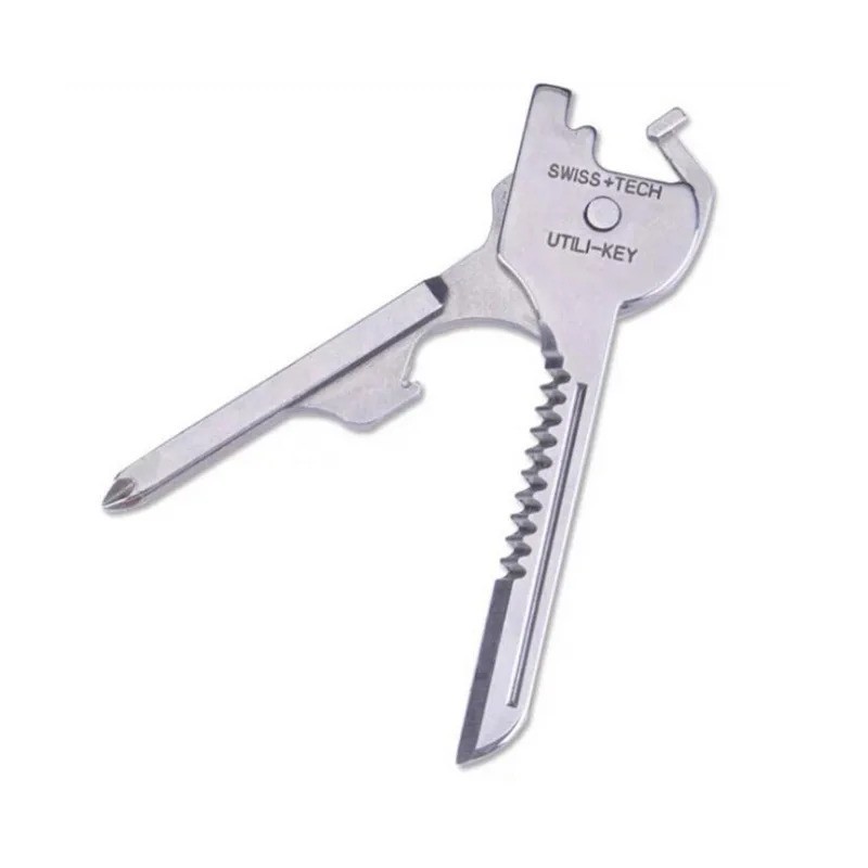 Swiss+Tech 6 In 1 Utili Multi Function Stainless Steel Key Tool Keychain Keyring