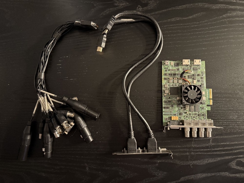 Blackmagic Design DeckLink Studio 4K with HDMI riser and analog breakout cable