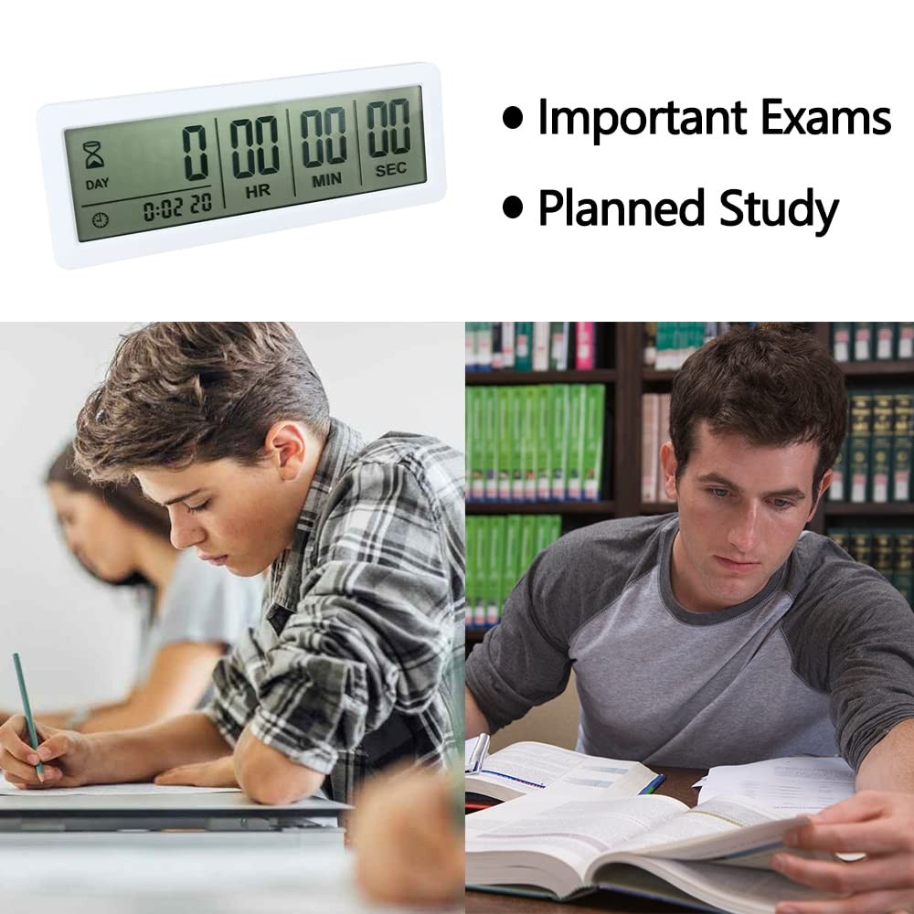 Digital Countdown Days Timer - White Upgraded Big 999 Days Count Down Clock w...