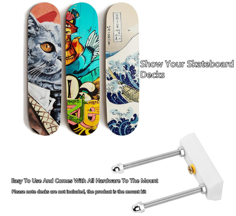 Alumy Skateboard Deck Display Wall Mount,Skate Deck Display Wall Mount 1PACK