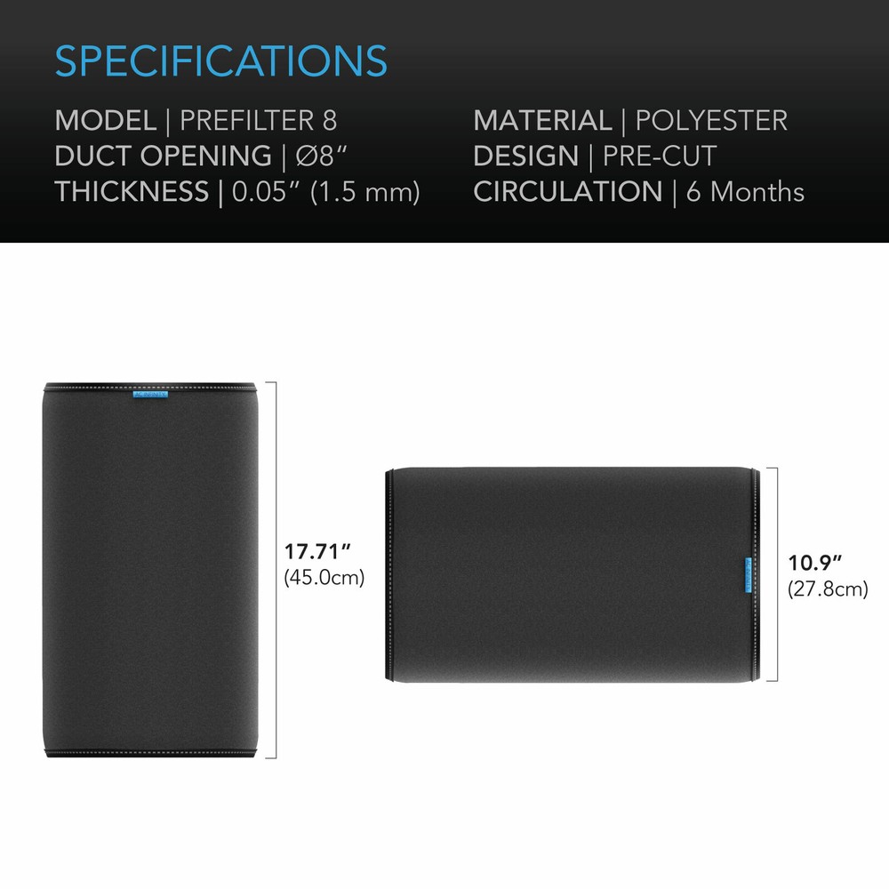 Pre-Filter Cloth 8", Replacement Sleeves for 8" Carbon Filters, 2-Pack