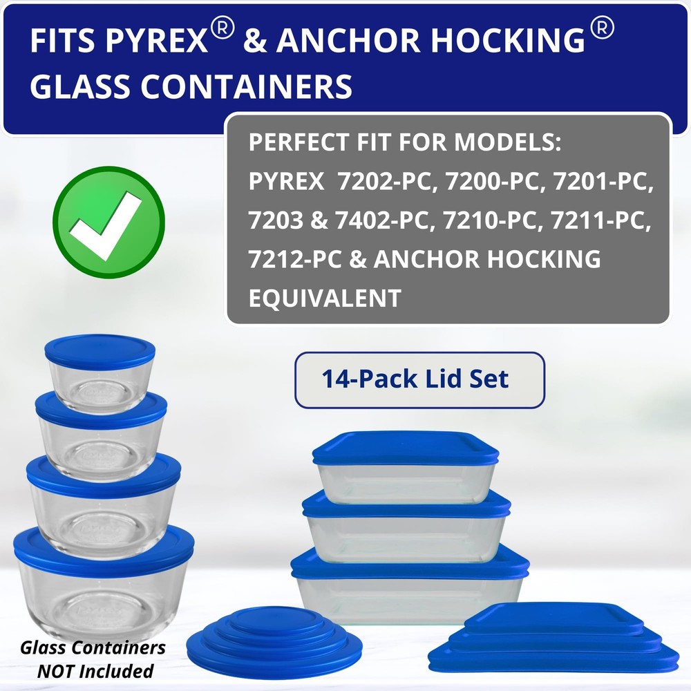 1, 2, 4 & 7 Cup Blue Round & 3, 6, 11 Cup Blue Rectangle Replacement Lids/Cov...