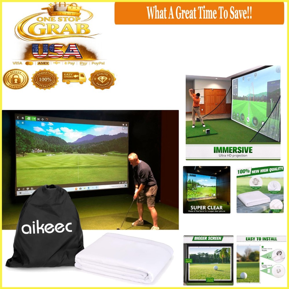 Golf Impact Screen 10ft x 6.5ft White Polyester Indoor/Garage Training