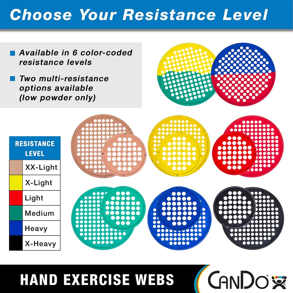 CanDo Hand Exercise Web 14 Inch Light Red Low Powder Hand Therapy Tool