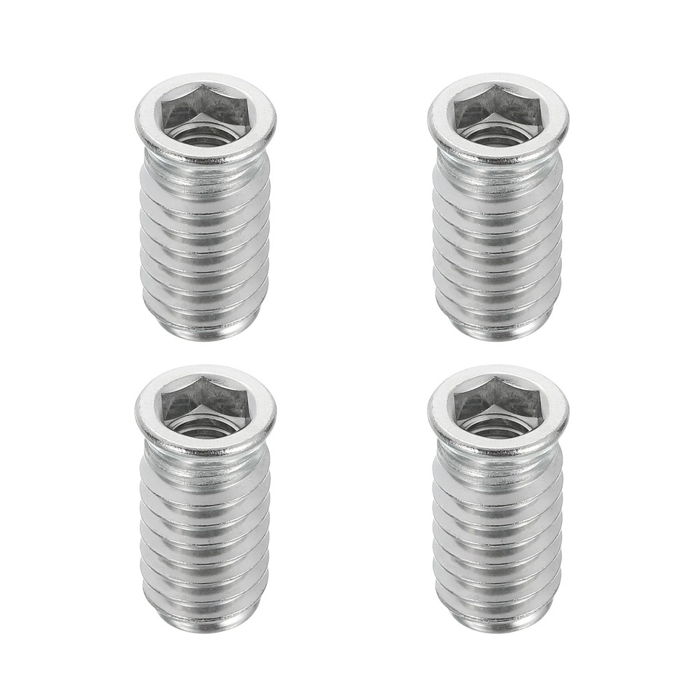 4Pcs Threaded Inserts Nuts, M8x25mm Hex Socket Drive Nut Inserts for Wood