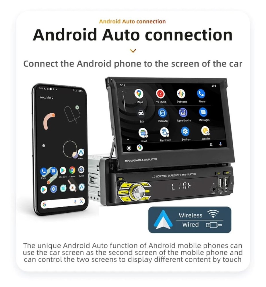 Universal Double Din Car Stereo Wireless CarPlay Android Auto GPS Backup Camera
