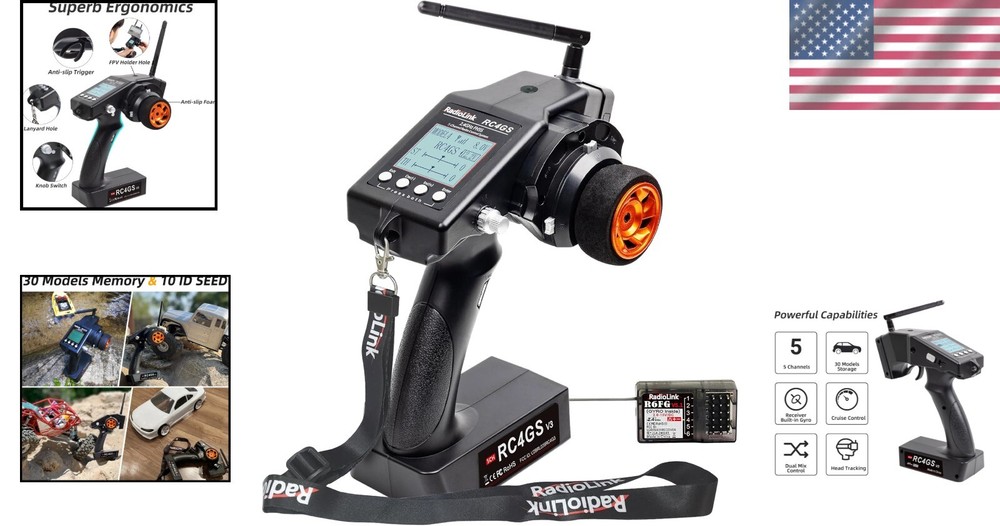 High-Performance 5CH RC Transmitter with Anti-Interference & Real-Time Telemetry