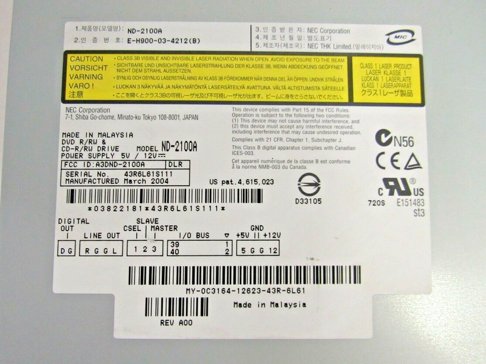 Dell C3164 NEC ND-2100A DVD±RW Internal IDE Drive 37-4