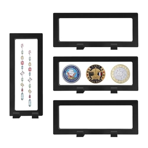 4 PCS 3D Floating Display Case, Seashell Holder Frame Coins Floating Display