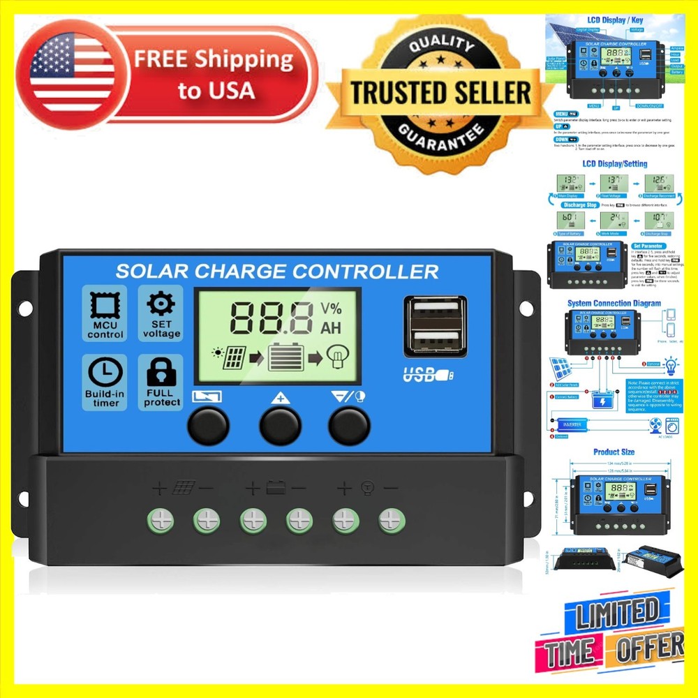 Compact 30A Solar Panel Regulator for Enhanced Battery Life and Efficiency
