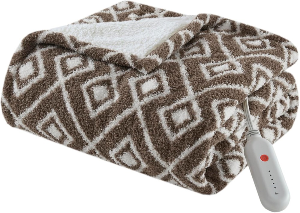 Heated Blanket Eletric Throw Blanket Soft Warm Reversible Feathersoft Sherpa