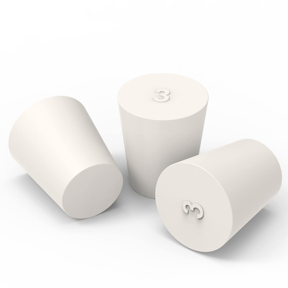 Solid Rubber Stoppers 10 Pack 3# White Tapered Lab Seal Rubber Stopper