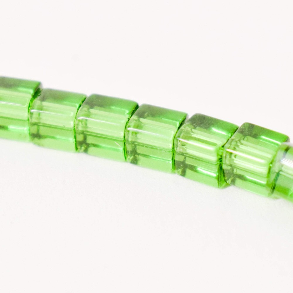 Bohemian Cube Green Translucent Trade Beads Czech