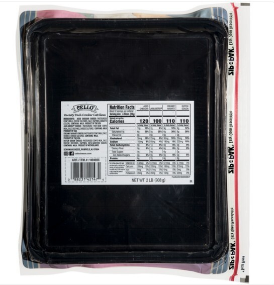 Cello Variety Pack, Cracker Cut, Premium Sliced Cheeses, 2 lbs