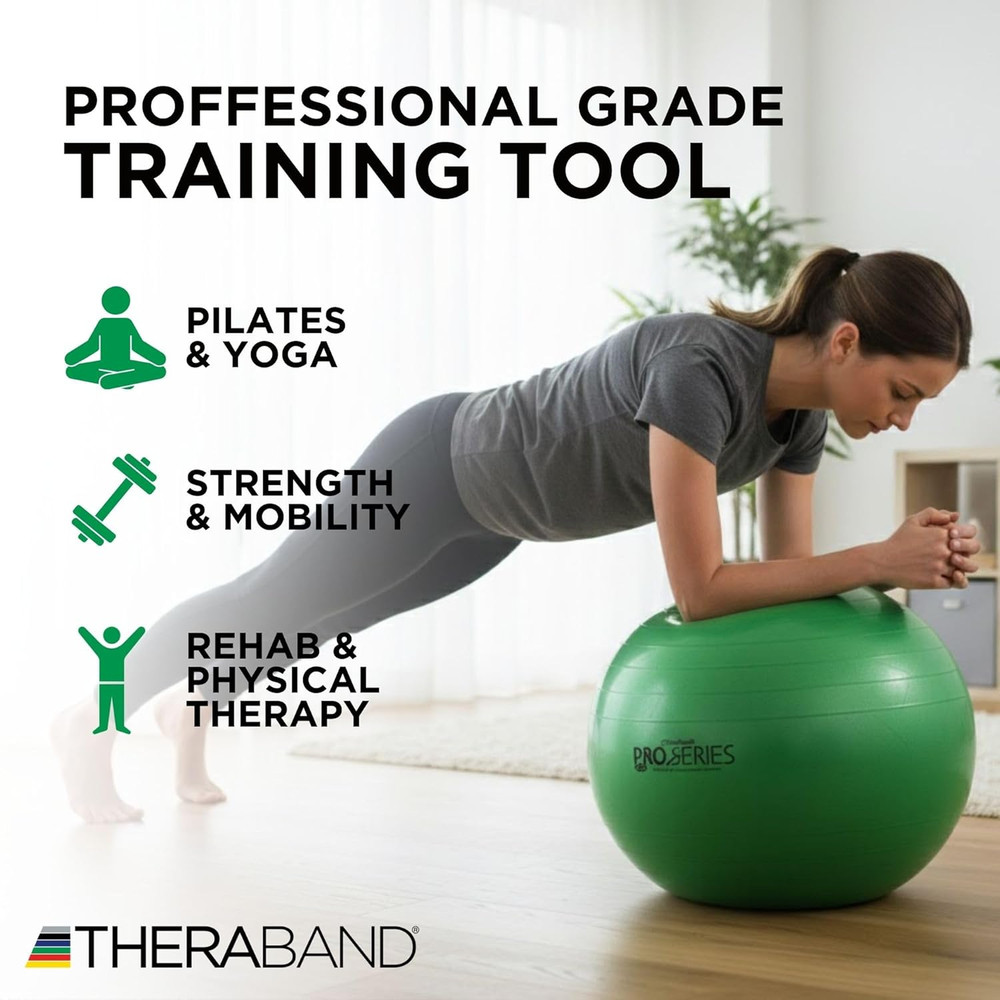 Pro Series Exercise Ball, 26" Green Stability Trainer for 5'7"–6'1" Users, Anti-
