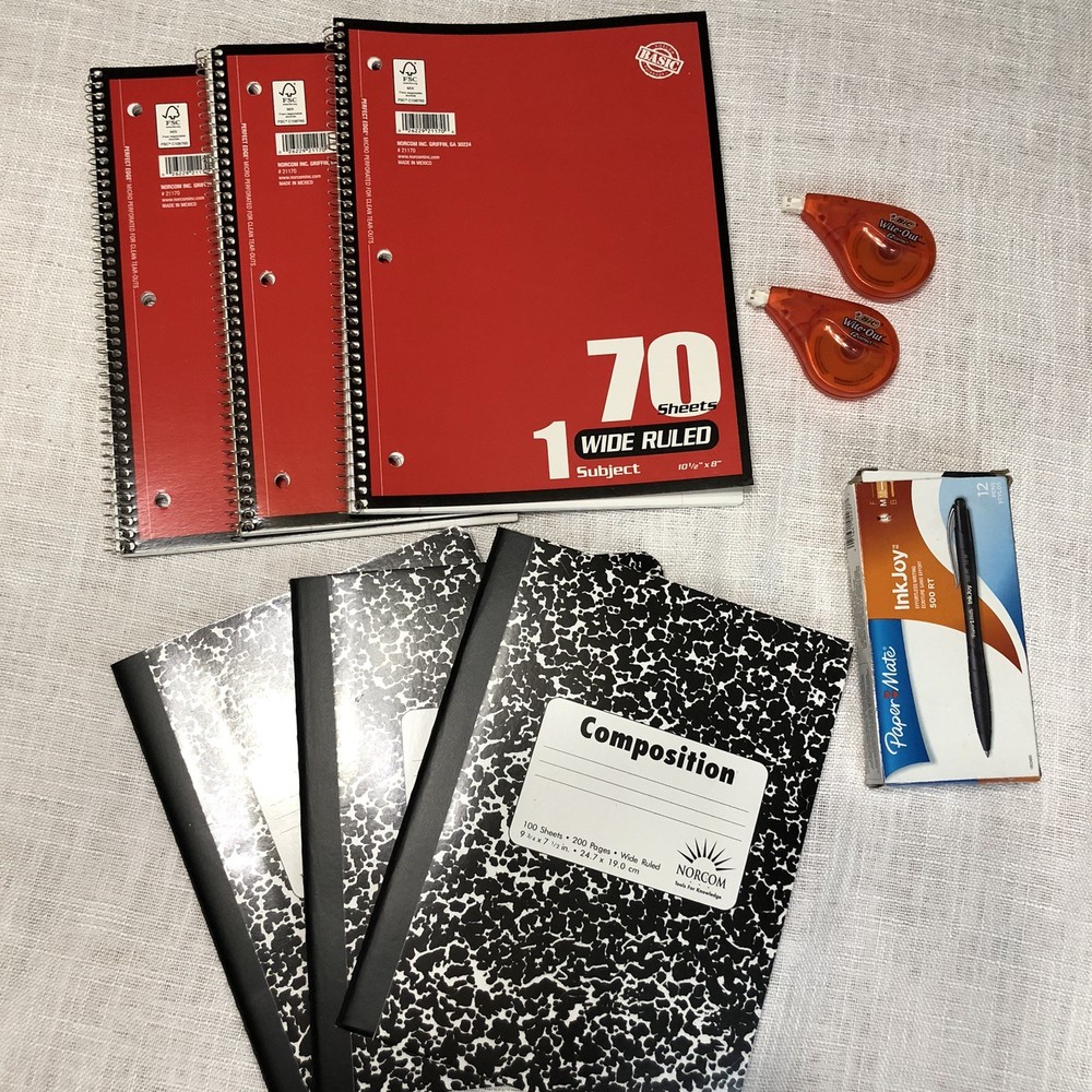 School Essentials Supplies Bundle Kit Composition Notebooks Pens Homeschool