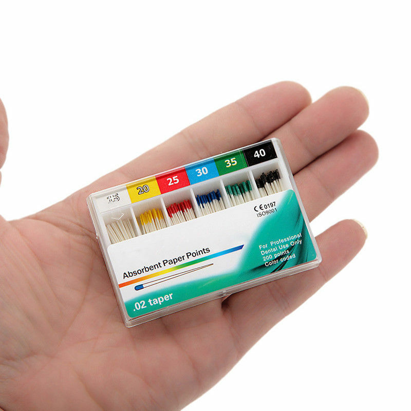 200 Pcs Dental Absorbent Paper Points Sterile Color Coded Eododontic Eodo Root