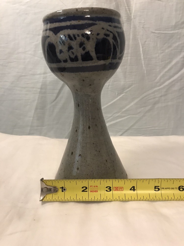 Mid century studio art stoneware pottery goblet 