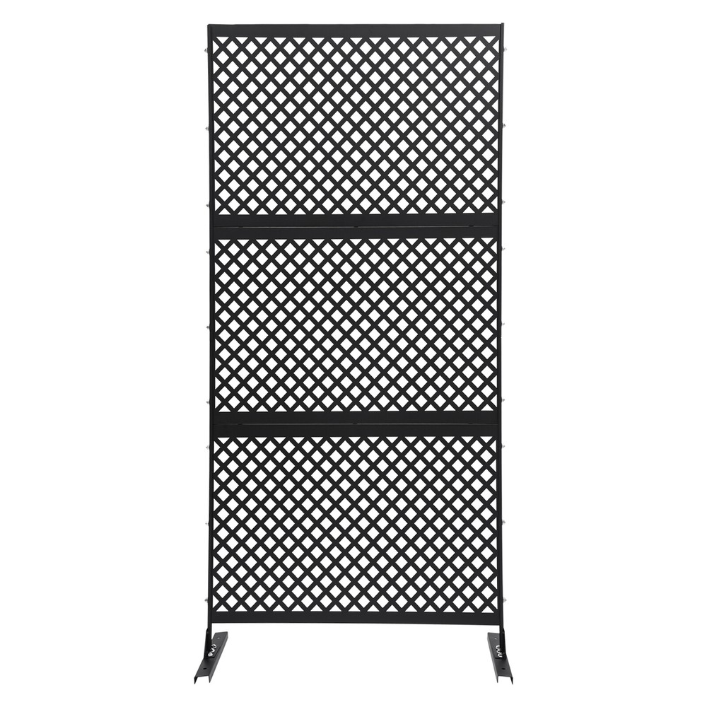 Metal Privacy Screen , Freestanding Modern Black&Cube Decorative Privacy Screen