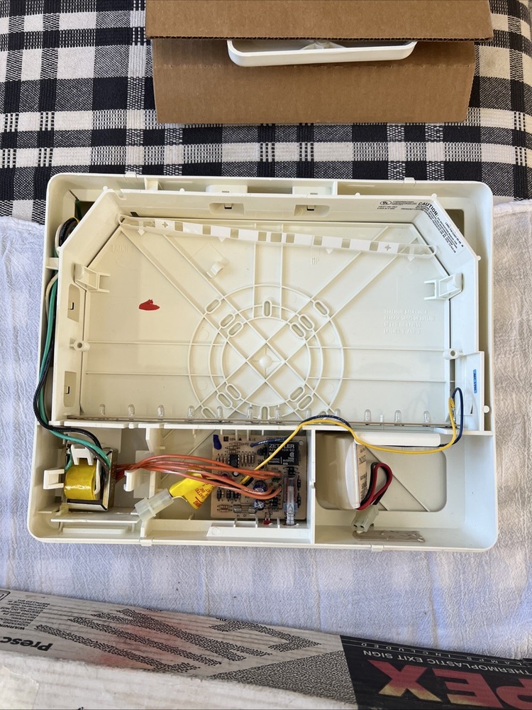 PEXEmergency Exit Sign LED Red Letters Battery Backup Double-Sided Mountable NEW