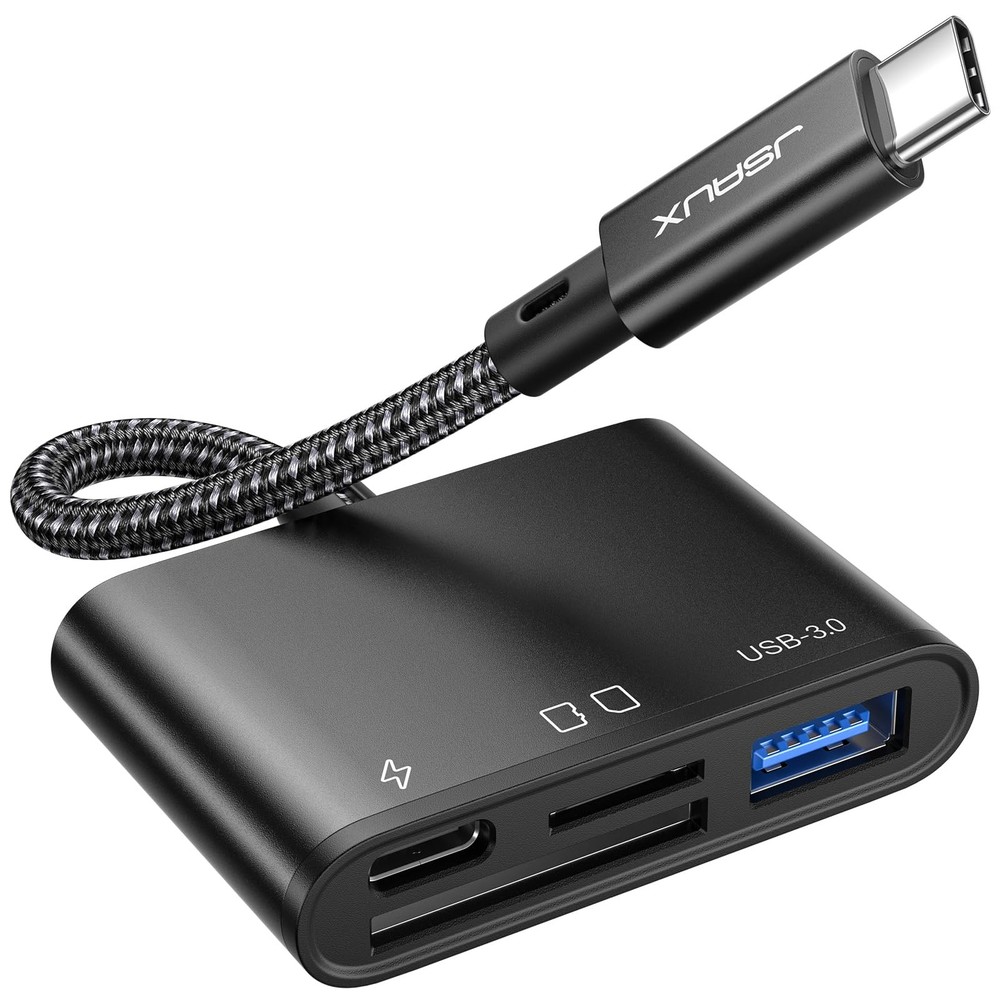 JSAUX 4-in-1 USB-C SD Card Reader - Micro with 4-in-1, Black