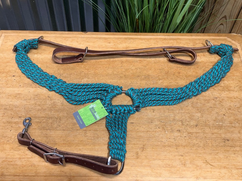 Weaver EcoLuxe Bamboo Western Pulling Breast Collar  ~ Turquoise / Charcoal