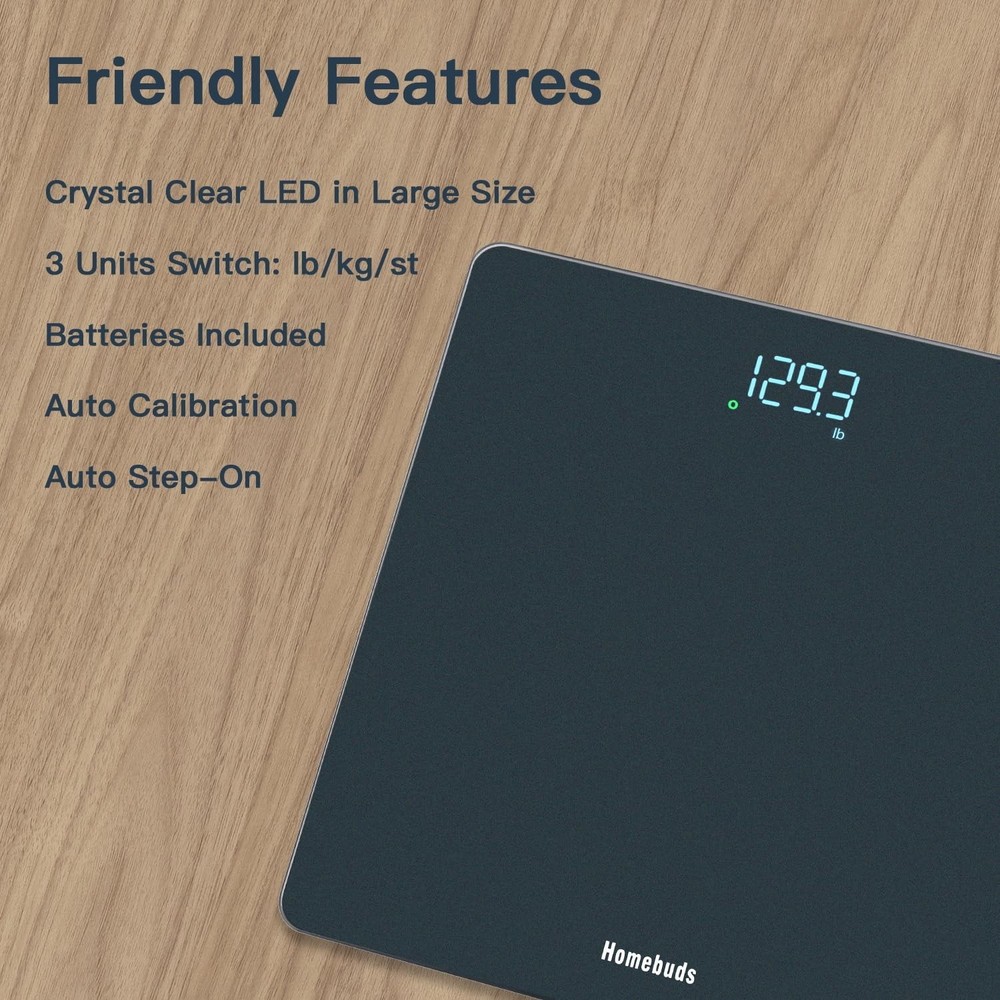 Step-On Bathroom Scale with Backlit Display - 400lb Capacity, Lightweight Design