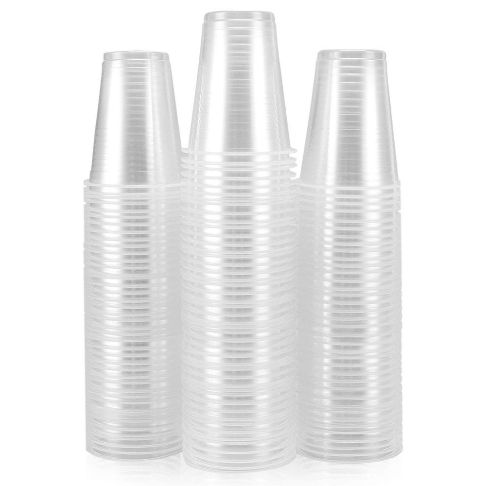 100 Pack 8 Oz Plastic Cups, Clear Plastic Cups 8 Oz, Durable Party Cups for H...