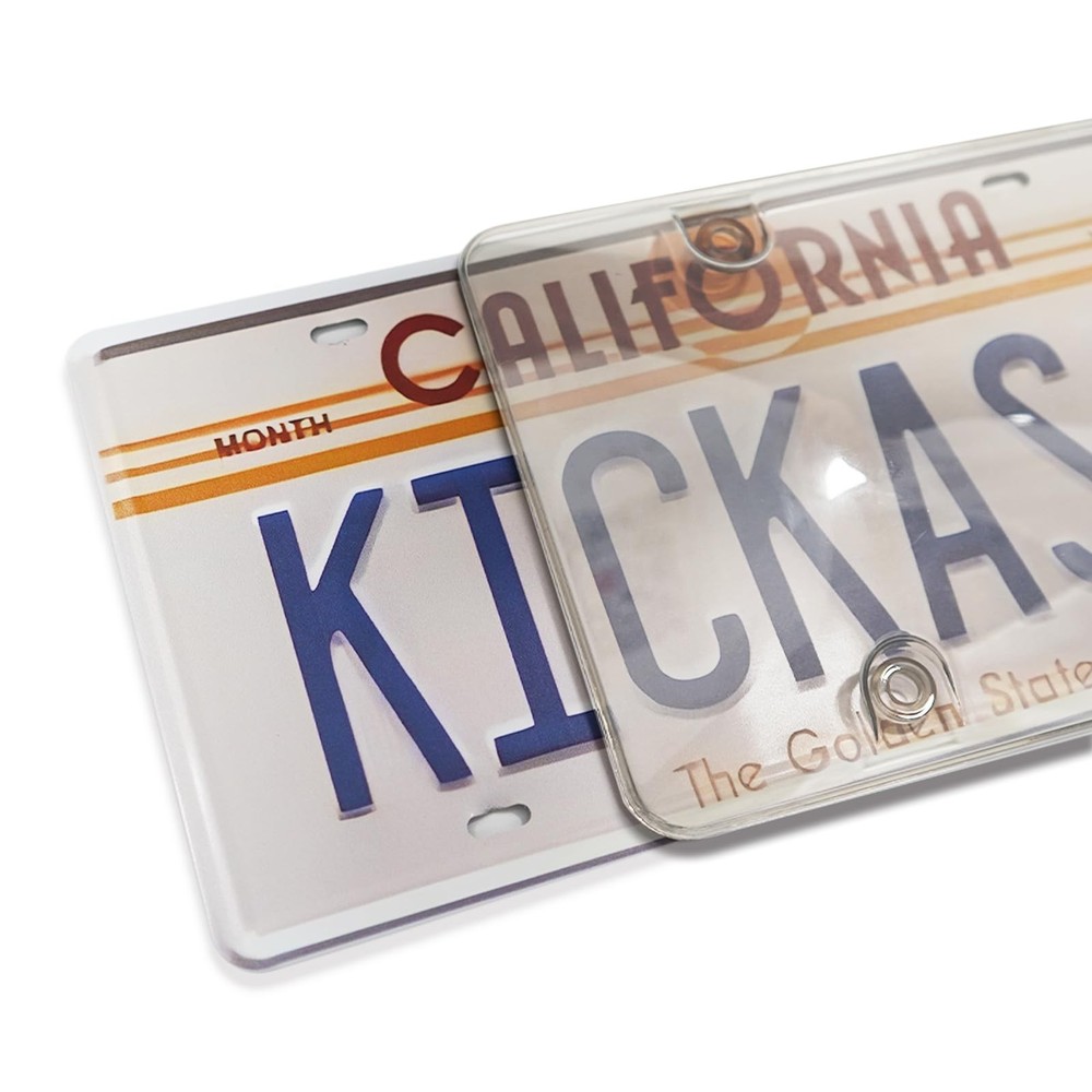 2Pcs Unbreakable License Plate Covers+Frames Auto Tag Shield Protector Gray