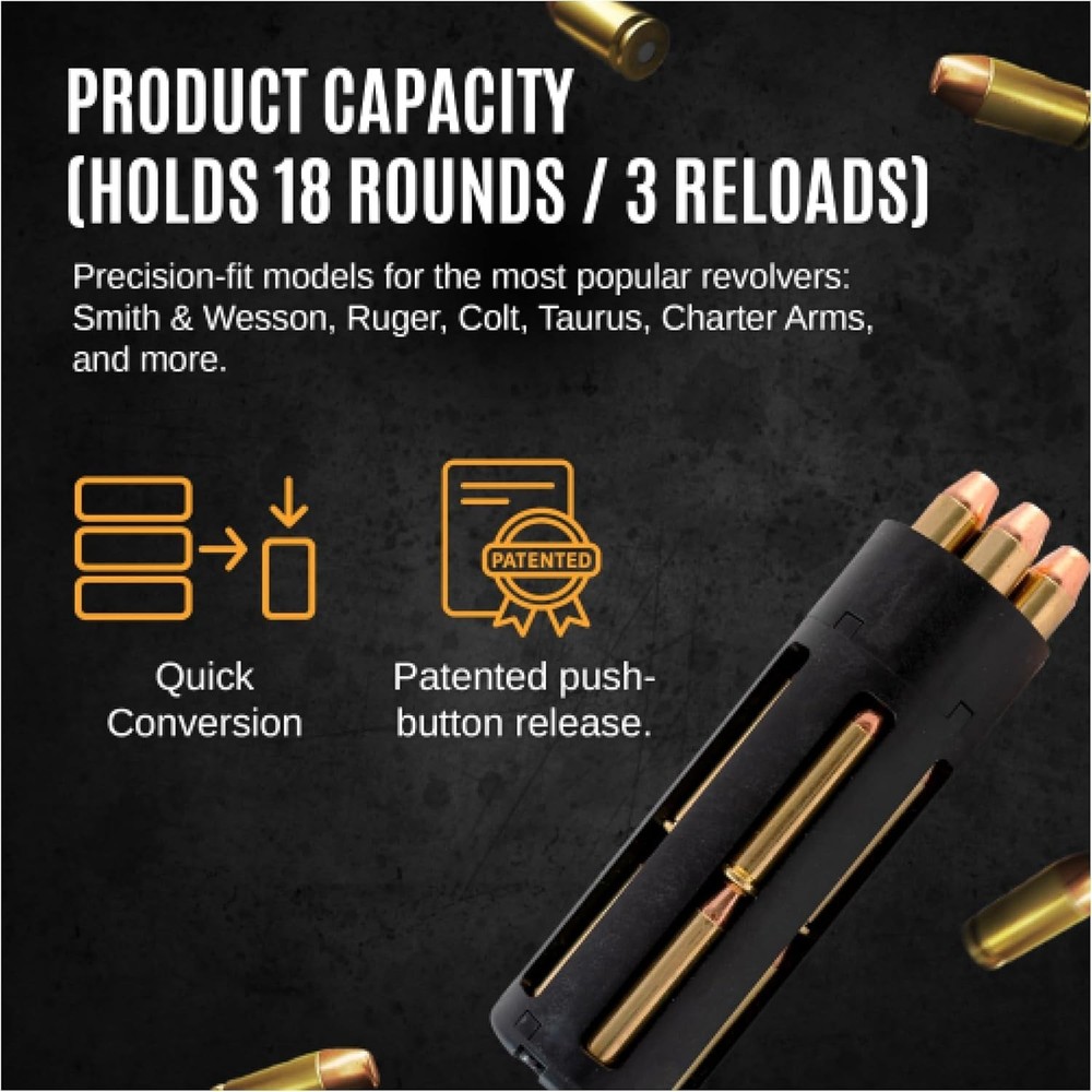 .38 Special & 357 Magnum Speed Loader - 18-Round Capacity, Patented Push-Button