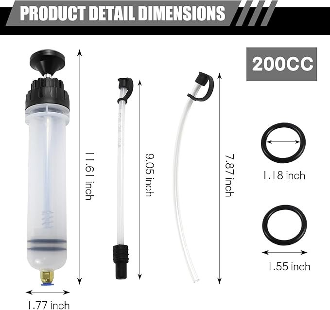 200CC Engine Oil Fluid Extractor Fluid Syringe Pump Manual Suction Transfer Tool
