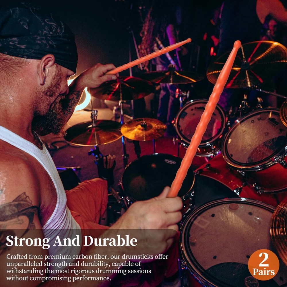 Drum Sticks 5A Drumstick 2 Pack Carbon Fiber Drumsticks