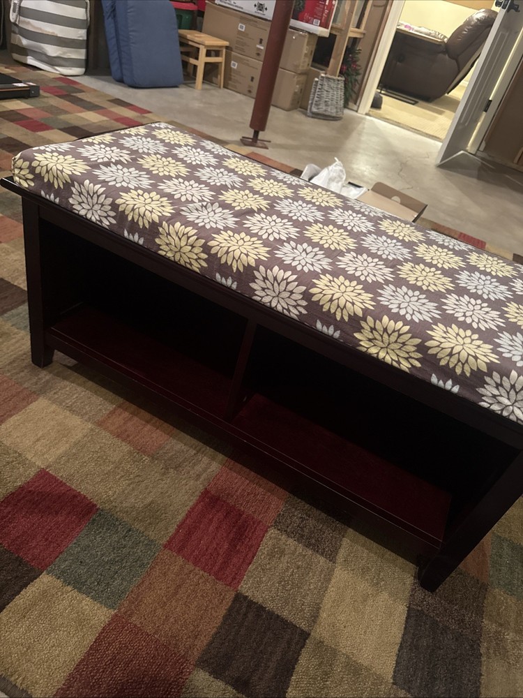 Storage Bench with Cushion and Cubby Shelves